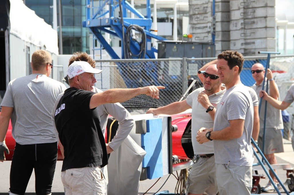 ETNZ and Luna Rossa crews work together - Prada AC45 launch - 16 January 2012, Auckland © Richard Gladwell www.photosport.co.nz